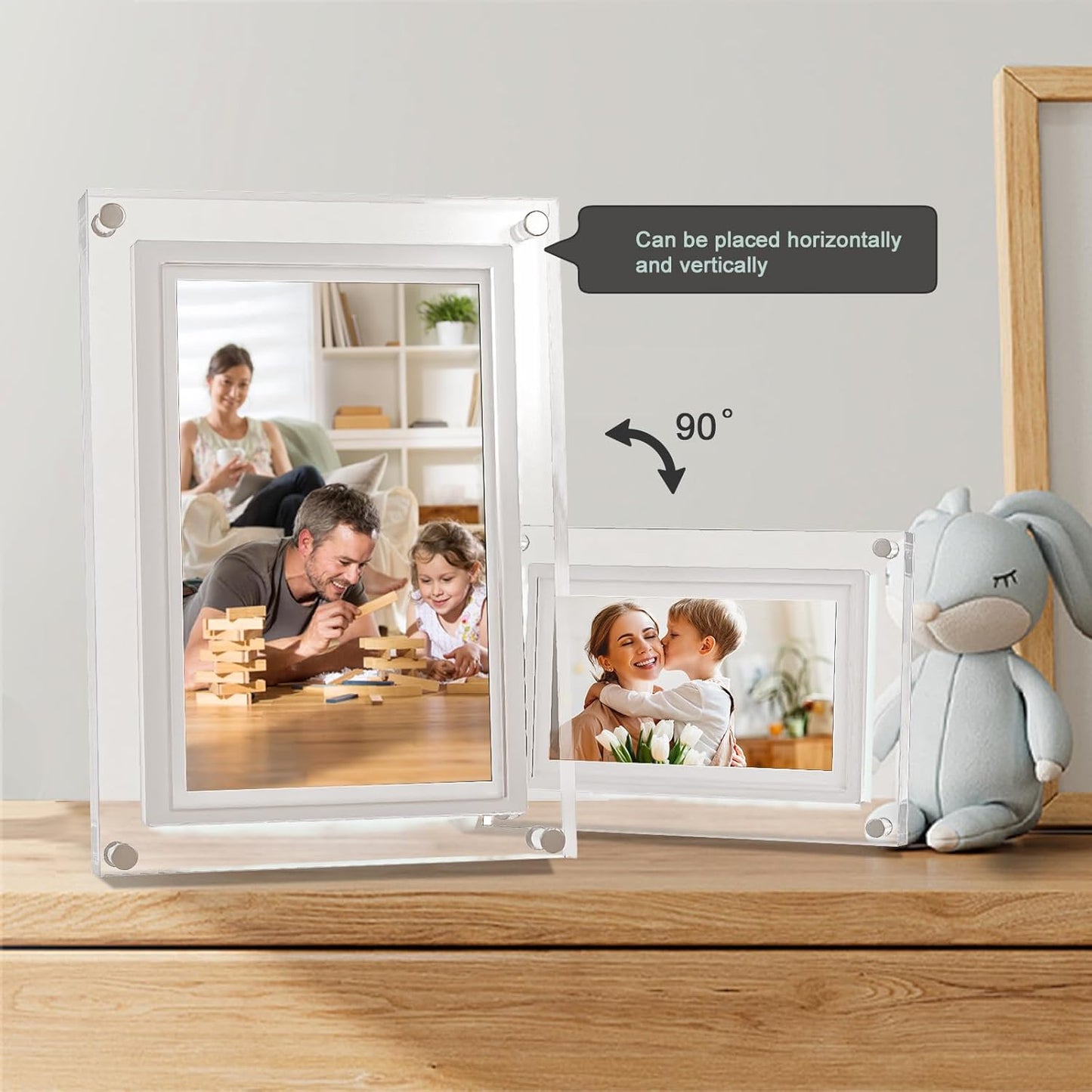 Digitale fotolijst 7 inch - 17.8 diameter - WIFI- Acryl - HD+ - IPS display - USB-C - Touchscreen - KERST - MOEDERDAG