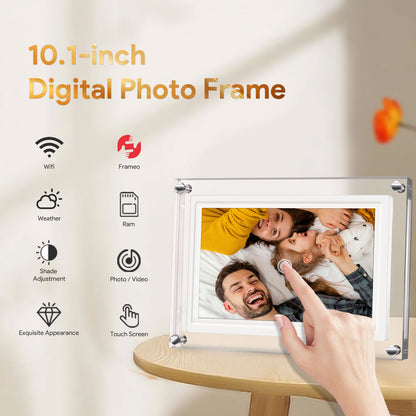 KD® Premium 10.1 inch ( 24,6 cm diagonaal ) Digitale Fotolijst met Wifi, XL IPS Scherm, Acryl Frame en Frameo Compatibiliteit - Full HD Wi-Fi Fotolijst met IPS Display - Touchscreen - Verticaal en Horizontaal Bruikbaar - Frameo App