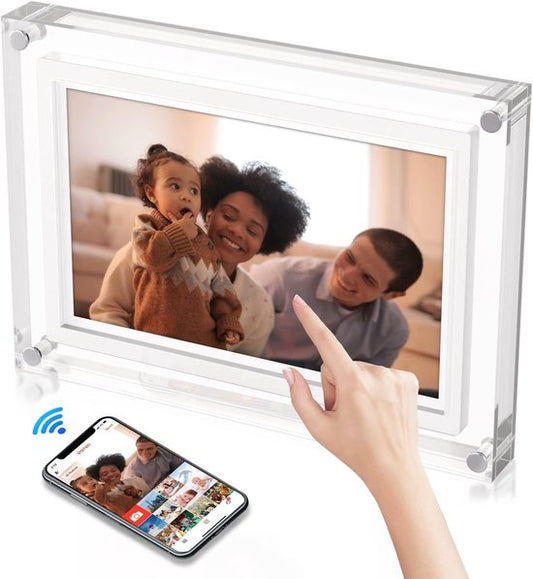 KD® Premium 10.1 inch ( 24,6 cm diagonaal ) Digitale Fotolijst met Wifi, XL IPS Scherm, Acryl Frame en Frameo Compatibiliteit - Full HD Wi-Fi Fotolijst met IPS Display - Touchscreen - Verticaal en Horizontaal Bruikbaar - Frameo App